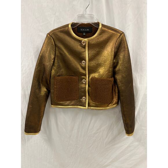 NWT Toccin Melina Metallic & Faux Shearling Jacket size 0 - Picture 1 of 6